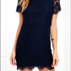 Lulus Navy Lace Bodycon Shift Dress